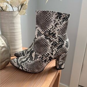 Windsor Black and White Snakeskin Ankle Boots